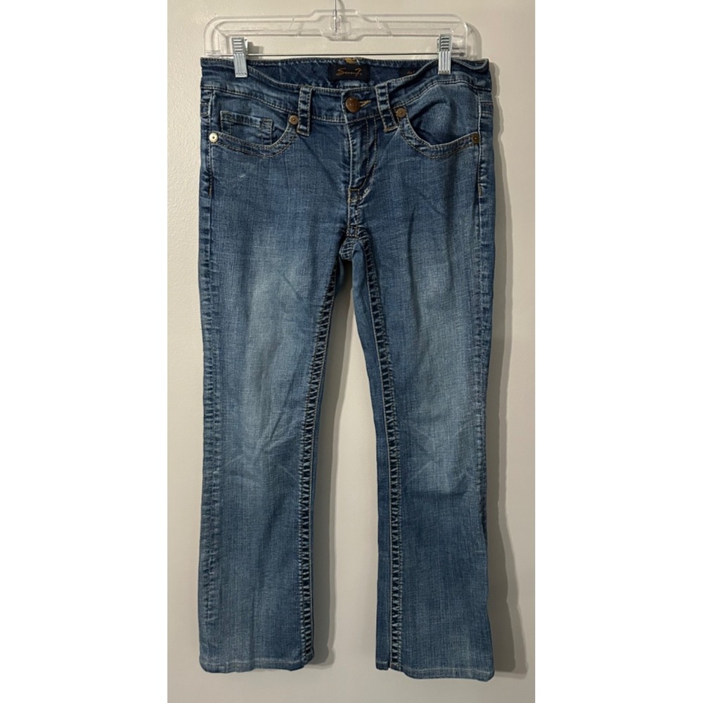 VTG Seven7 Womans Boot Cut Low Rise Med Wash Jeans Size 8 90's